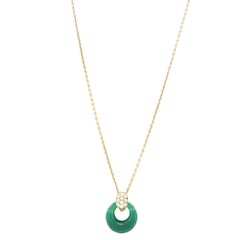 Van Cleef & Arpels Diamond Green Chalcedony Yellow Gold Pendant Necklace