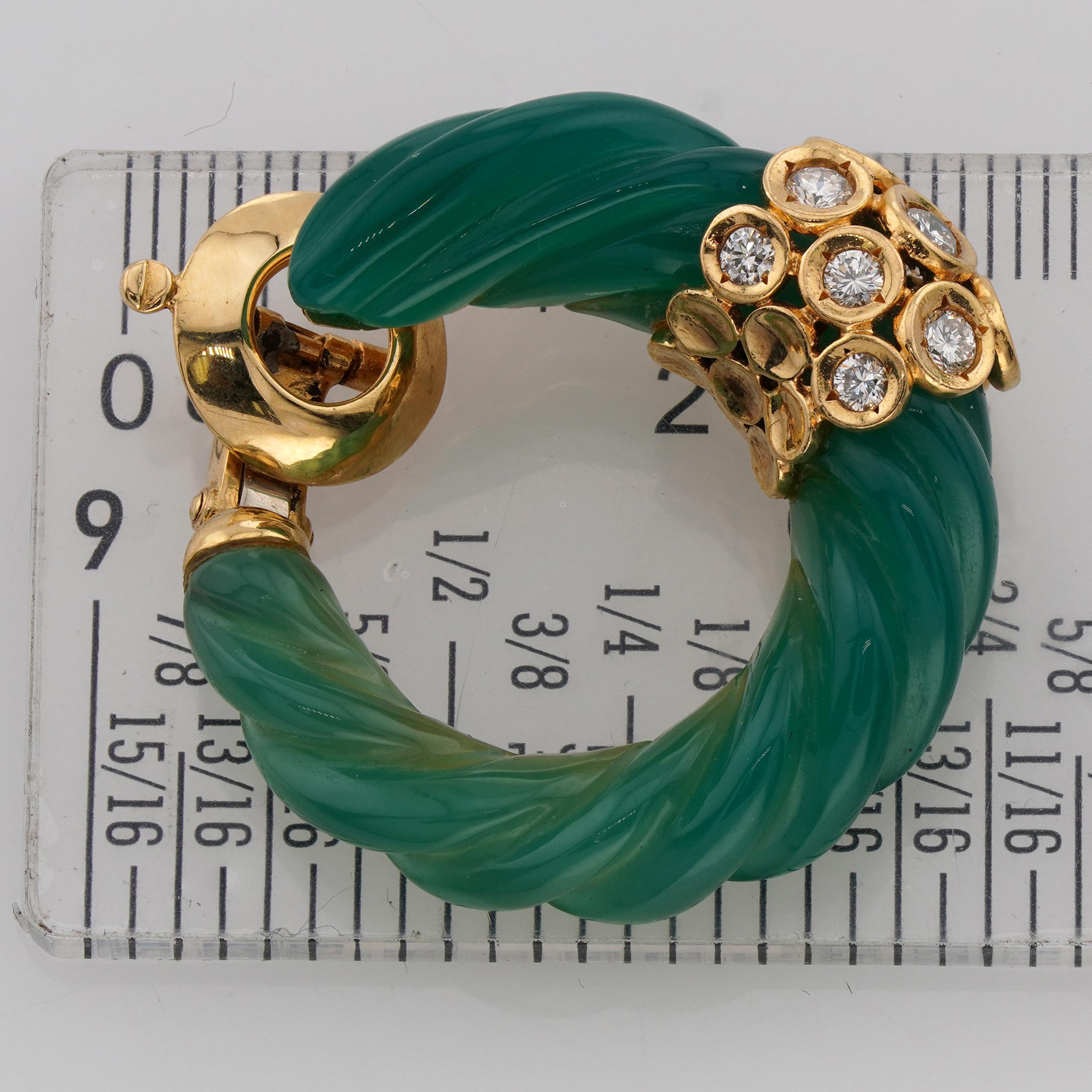 Donna VAN CLEEF & ARPELS Orecchini in oro giallo 18k con diamante e crisoprasio verde in vendita
