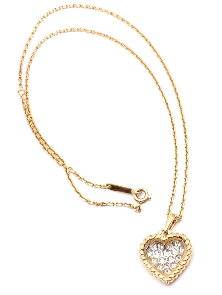Van Cleef and Arpels Diamond Heart Yellow Gold Pendant Necklace at 1stDibs