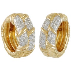 Van Cleef & Arpels Diamond Yellow Gold Hoop Earrings