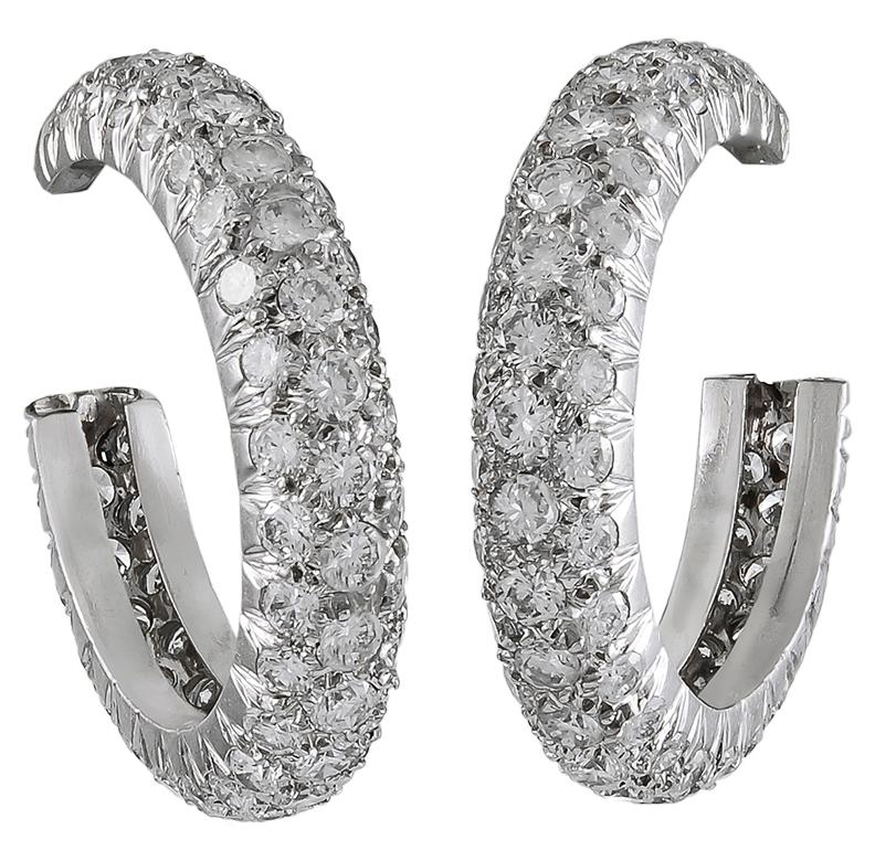 Van Cleef & Arpels Diamond Pave Hoop Earrings For Sale