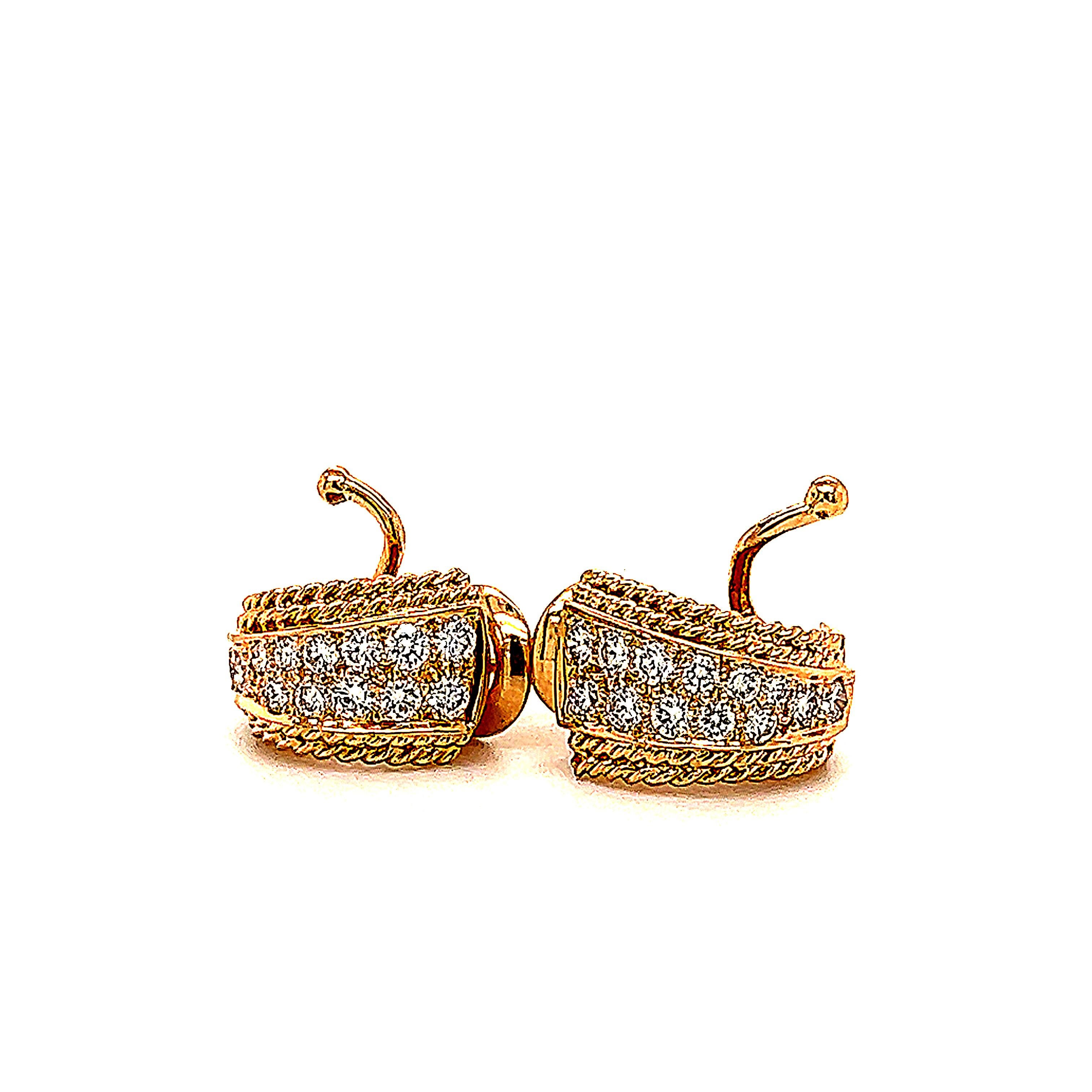 Round Cut Van Cleef & Arpels Diamond Huggie Earrings 18k Yellow Gold