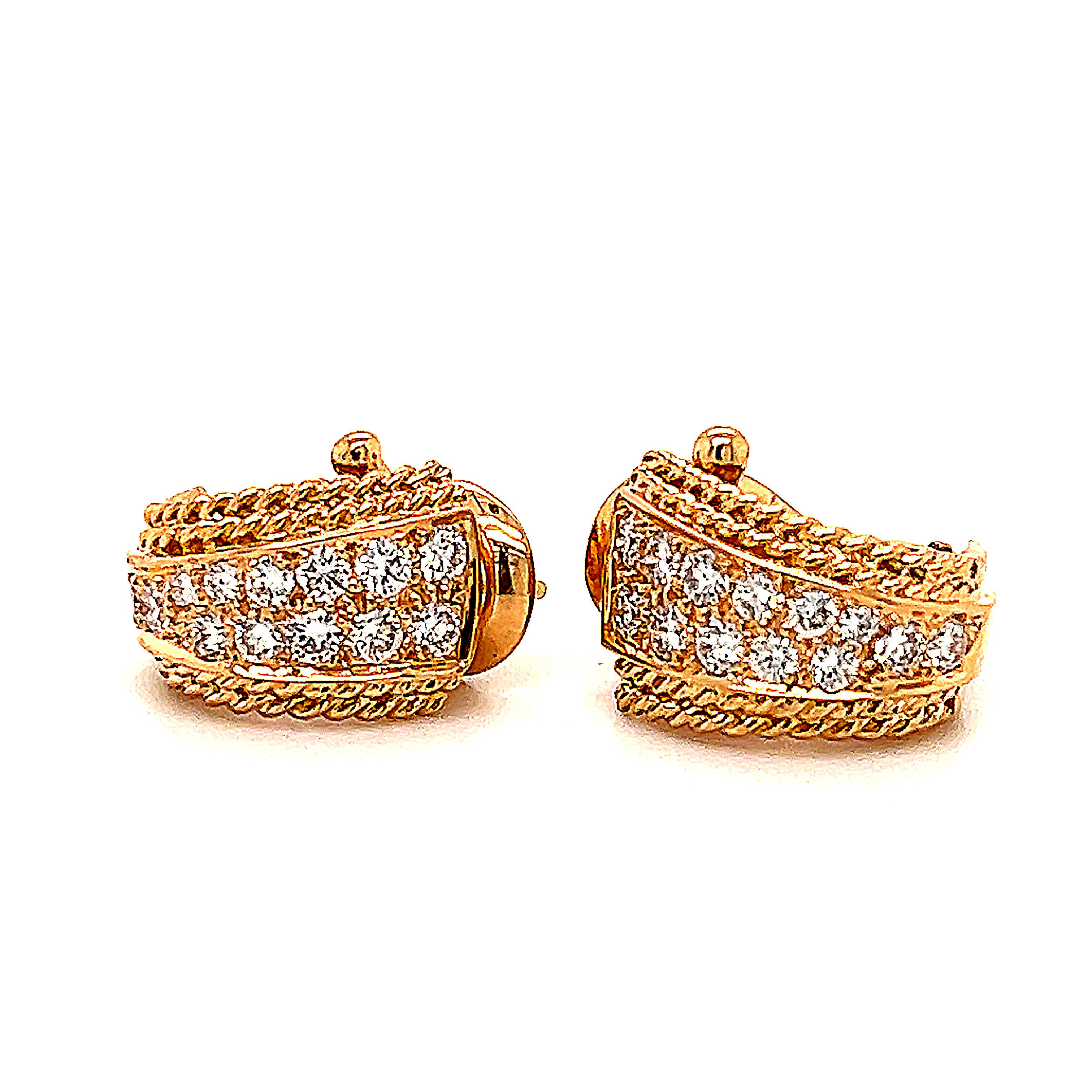 Women's Van Cleef & Arpels Diamond Huggie Earrings 18k Yellow Gold