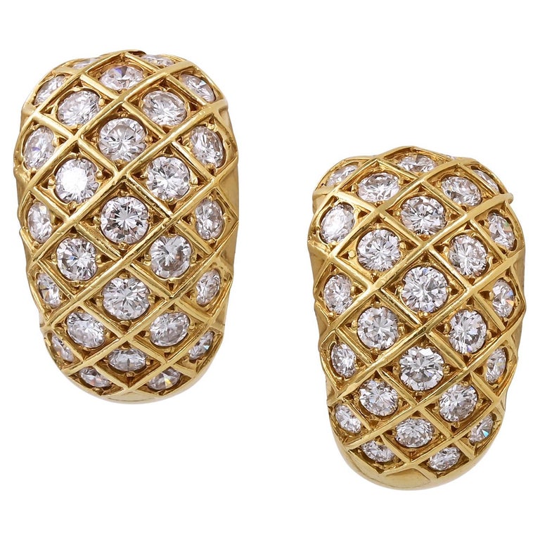 Van Cleef and Arpels Diamond 'Huggie' Earrings For Sale at 1stDibs