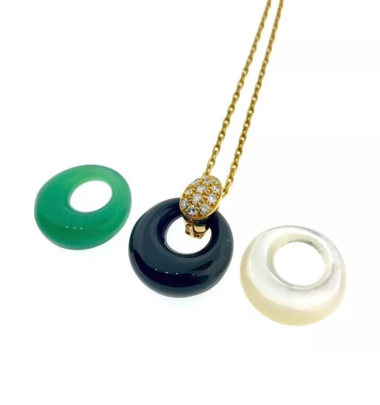 Van Cleef & Arpels Diamond Austauschbare Onyx-Perlen-Chrysopras-Halskette 2