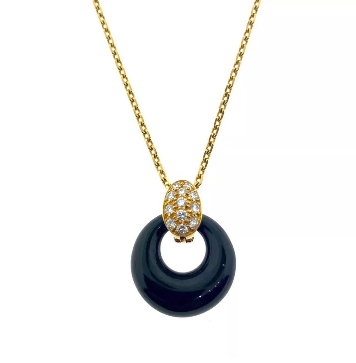 Van Cleef & Arpels Diamond Austauschbare Onyx-Perlen-Chrysopras-Halskette