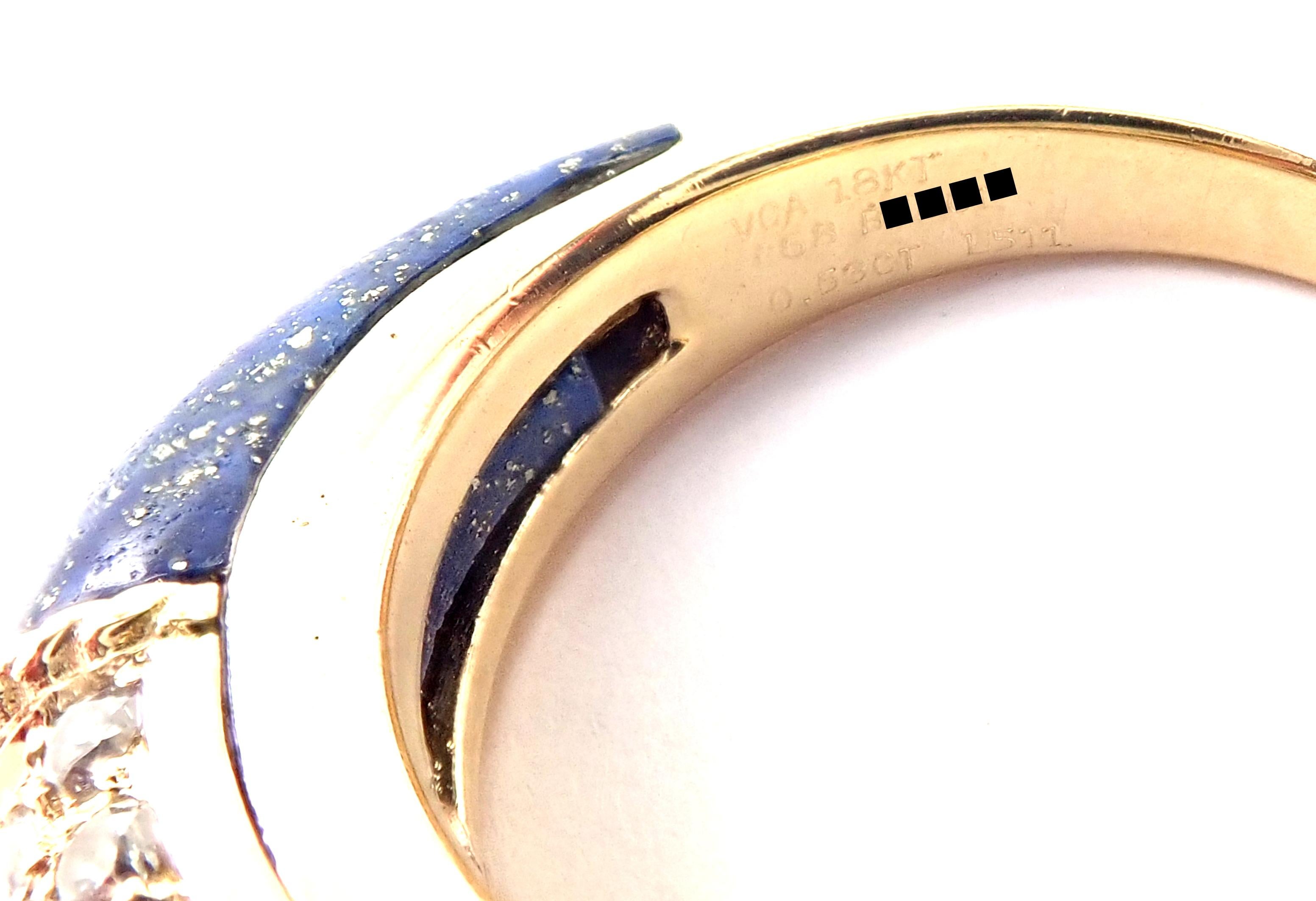 Van Cleef & Arpels Diamond Lapis Lazuli Philippine Yellow Gold Band Ring In Excellent Condition For Sale In Holland, PA