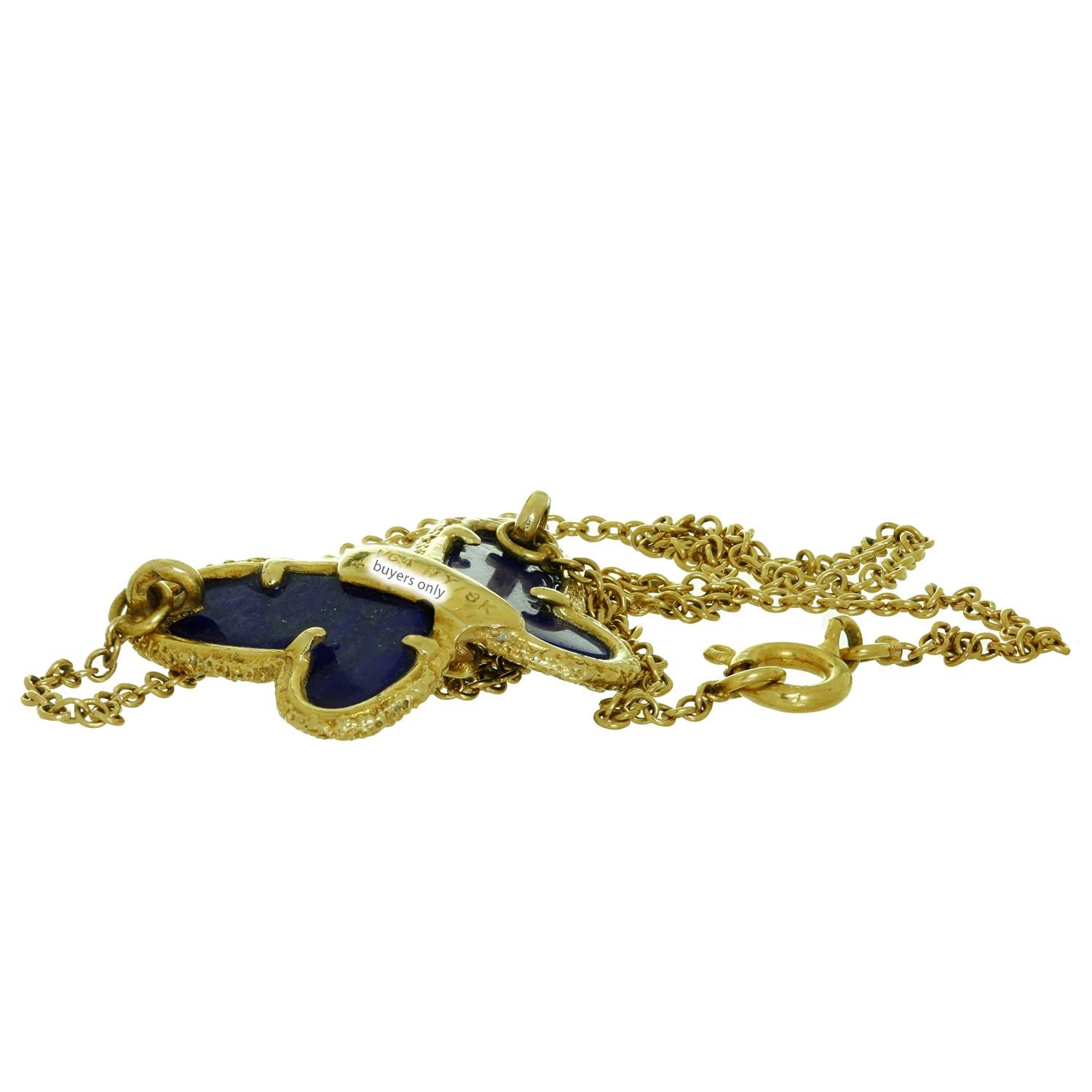 Van Cleef & Arpels Diamond Lapis Lazuli Yellow Gold Butterfly Pendant Necklace 3
