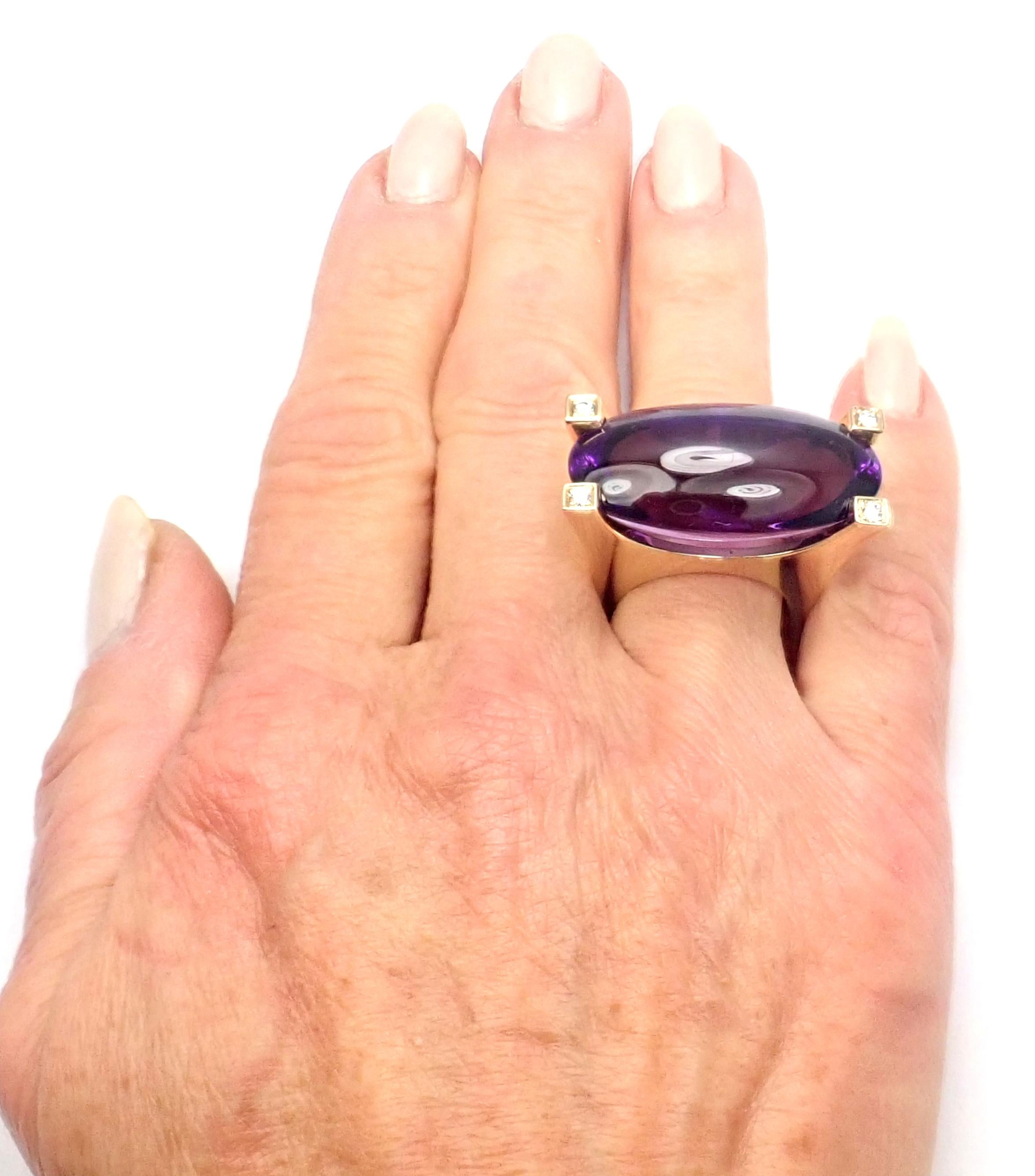 Van Cleef & Arpels Diamond Large Amethyst Yellow Gold Ring For Sale 2