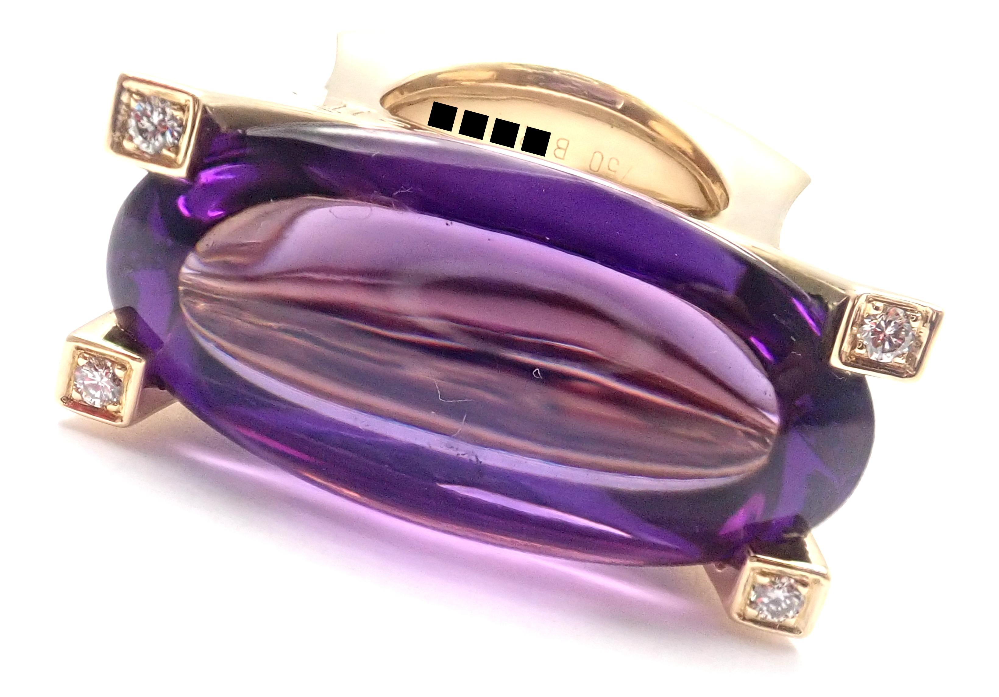 Brilliant Cut Van Cleef & Arpels Diamond Large Amethyst Yellow Gold Ring For Sale