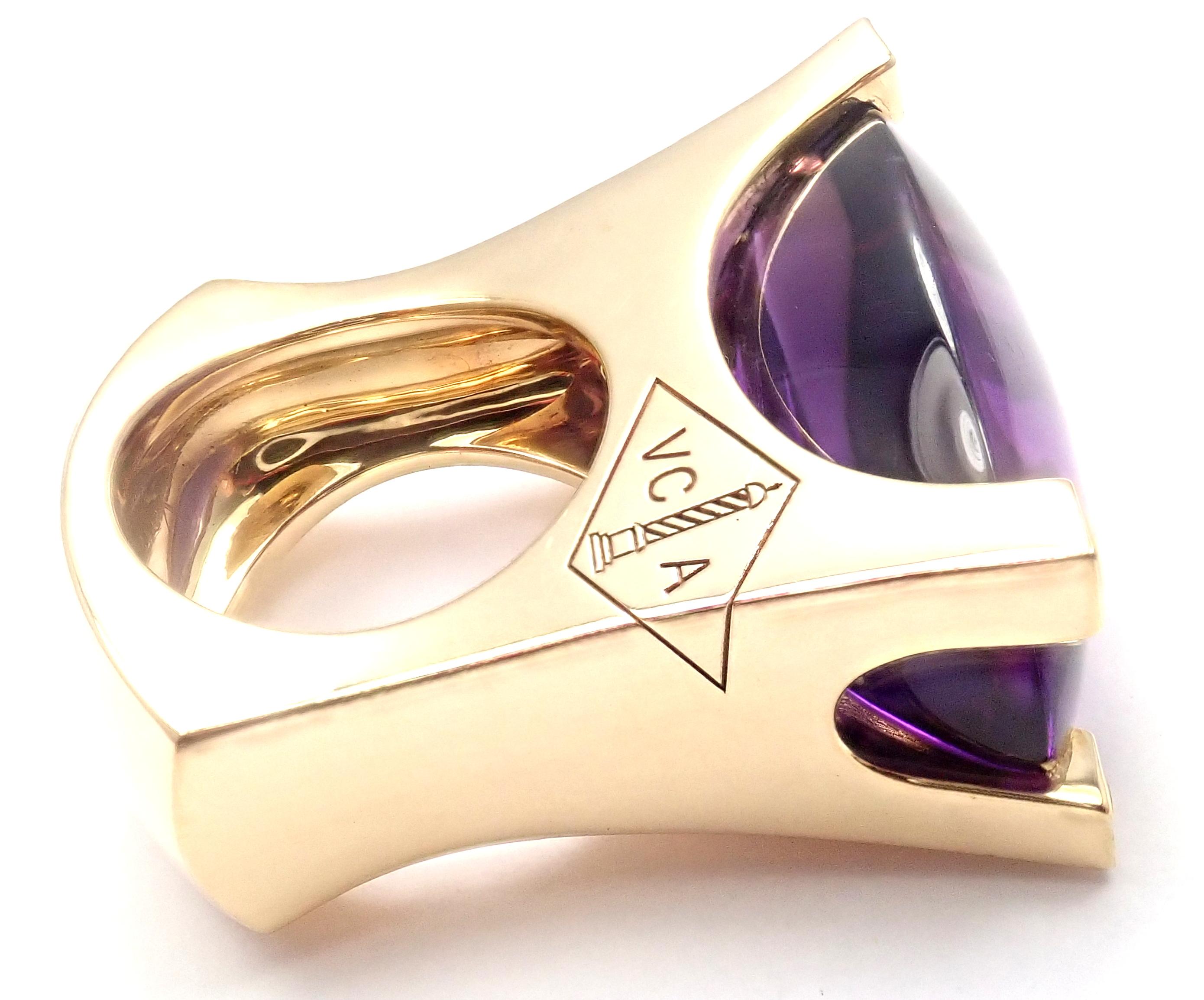Van Cleef & Arpels Diamond Large Amethyst Yellow Gold Ring For Sale 1