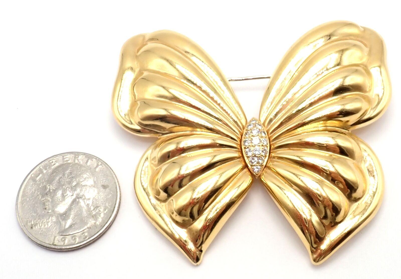 Femenino o masculino Van Cleef & Arpels Broche de oro amarillo con mariposa grande de diamantes en venta