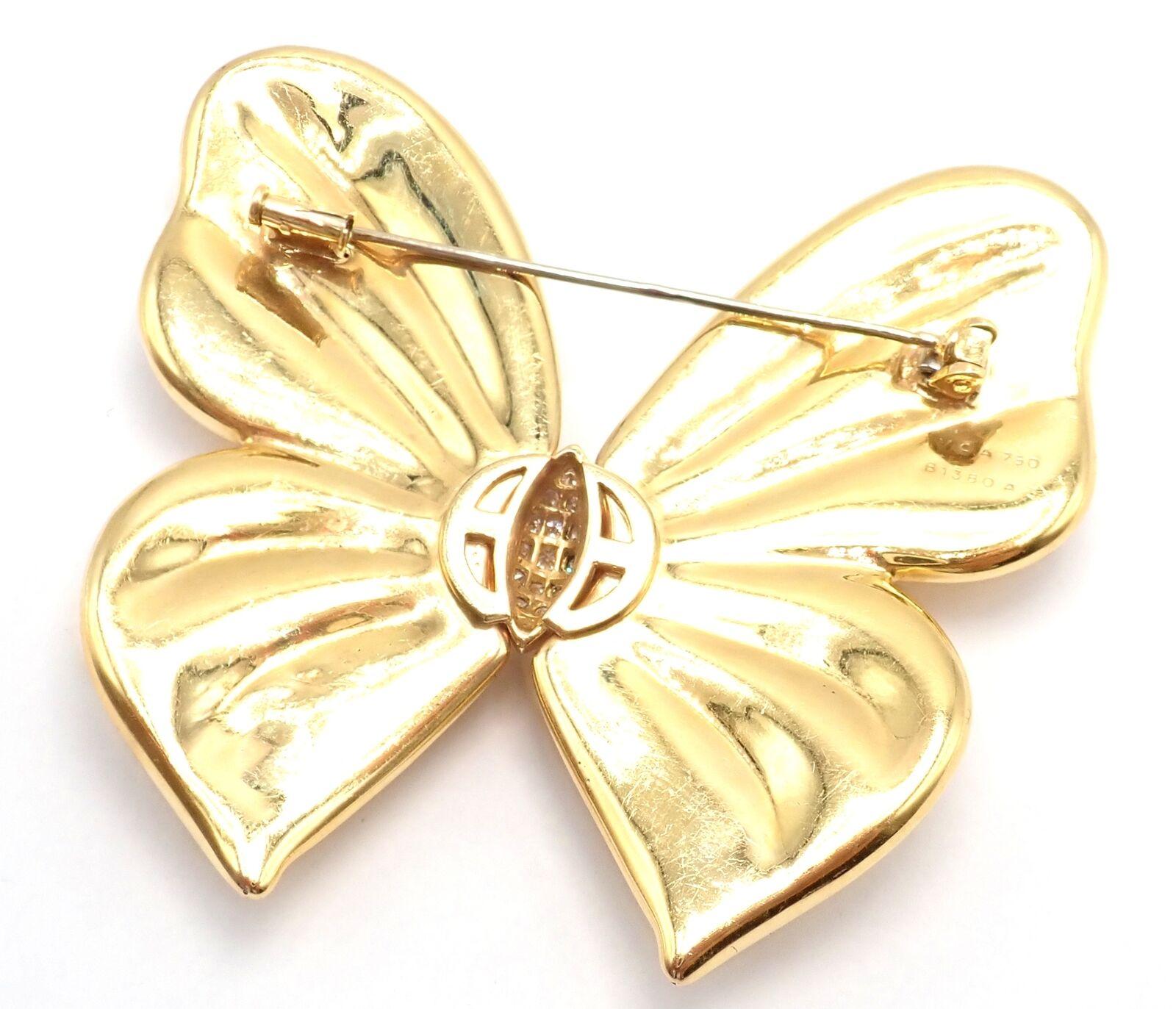 Van Cleef & Arpels Broche de oro amarillo con mariposa grande de diamantes en venta 4