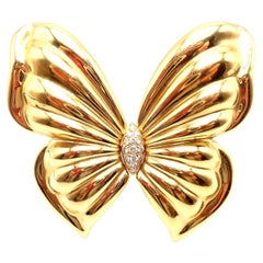 Van Cleef & Arpels Diamond Large Butterfly Yellow Gold Pin Brooch
