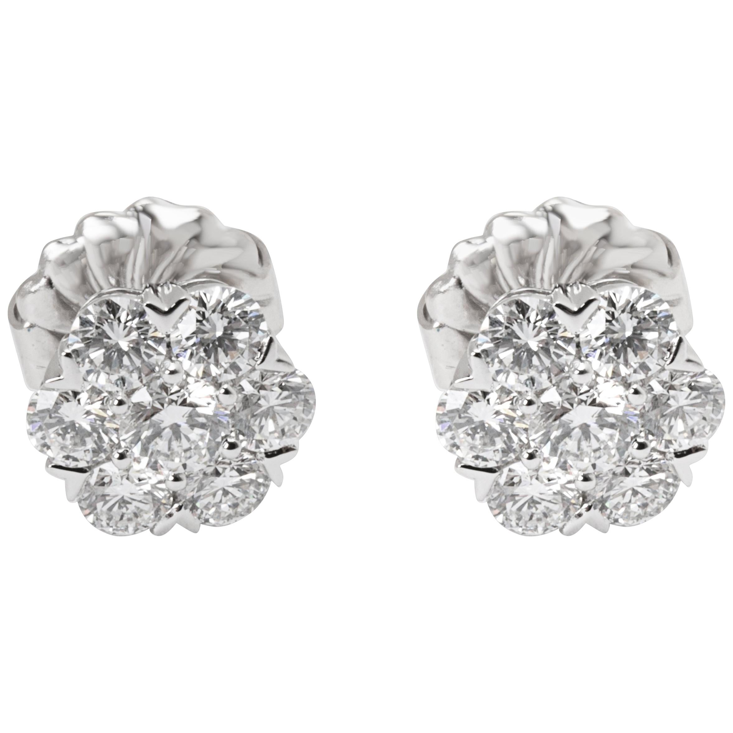 Van Cleef & Arpels Diamond Large Fleurette Earrings in 18 Karat Gold 1.25 Carat