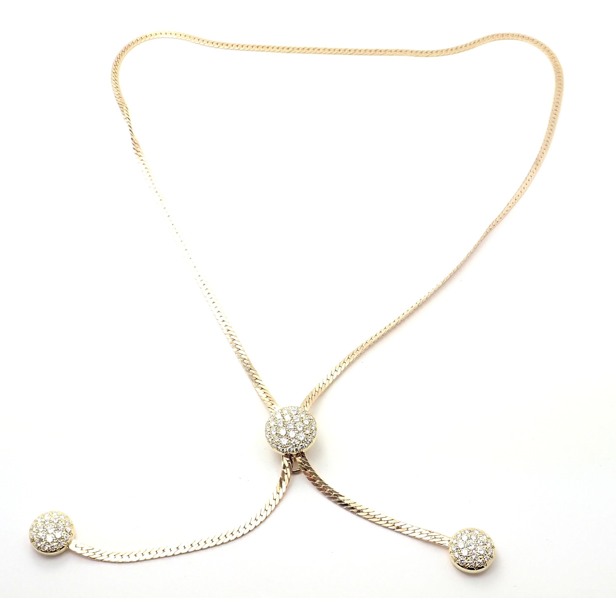 Van Cleef & Arpels Diamond Lariat Yellow Gold Long Link Necklace In Excellent Condition In Holland, PA