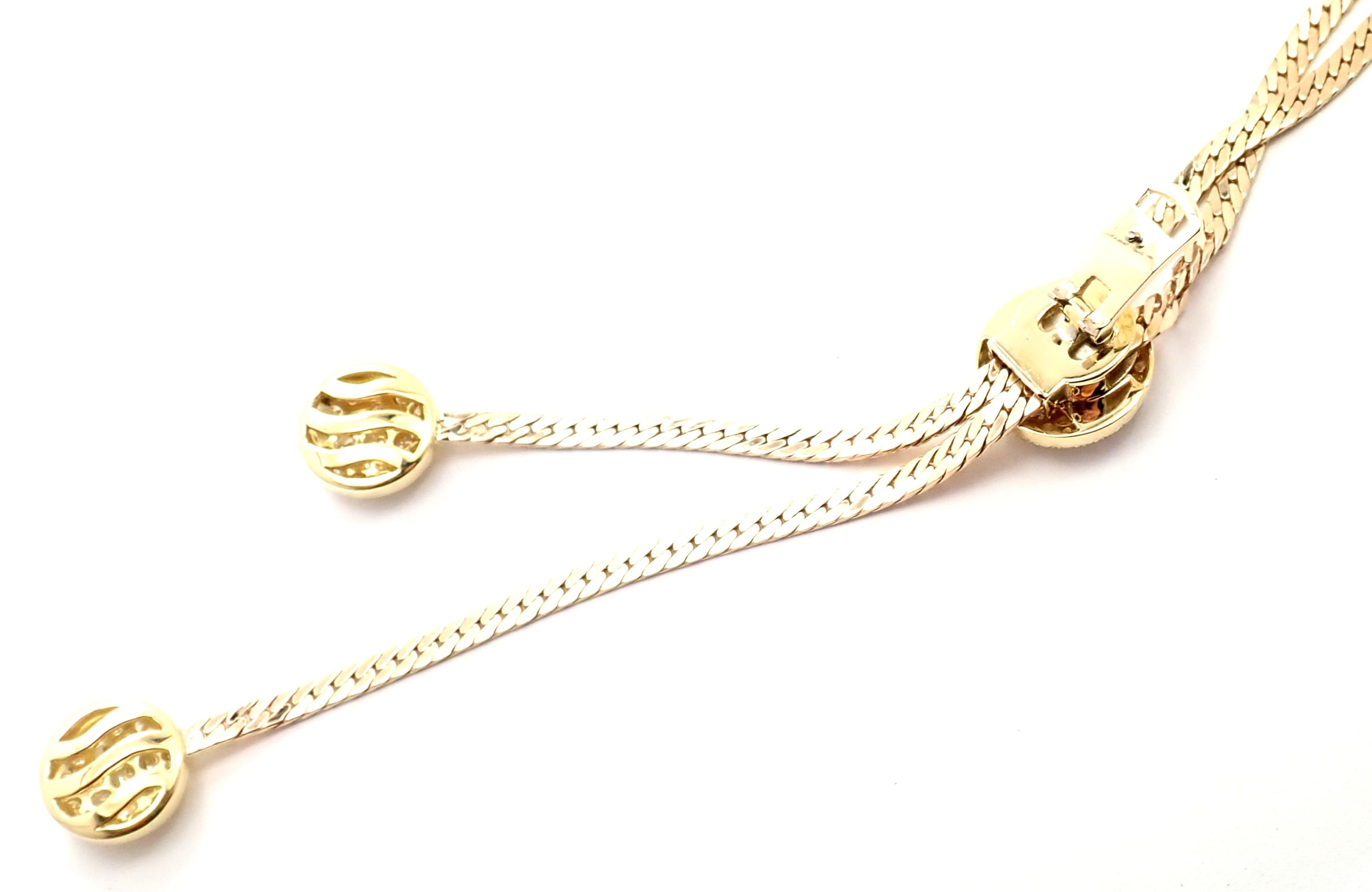 Women's or Men's Van Cleef & Arpels Diamond Lariat Yellow Gold Long Link Necklace