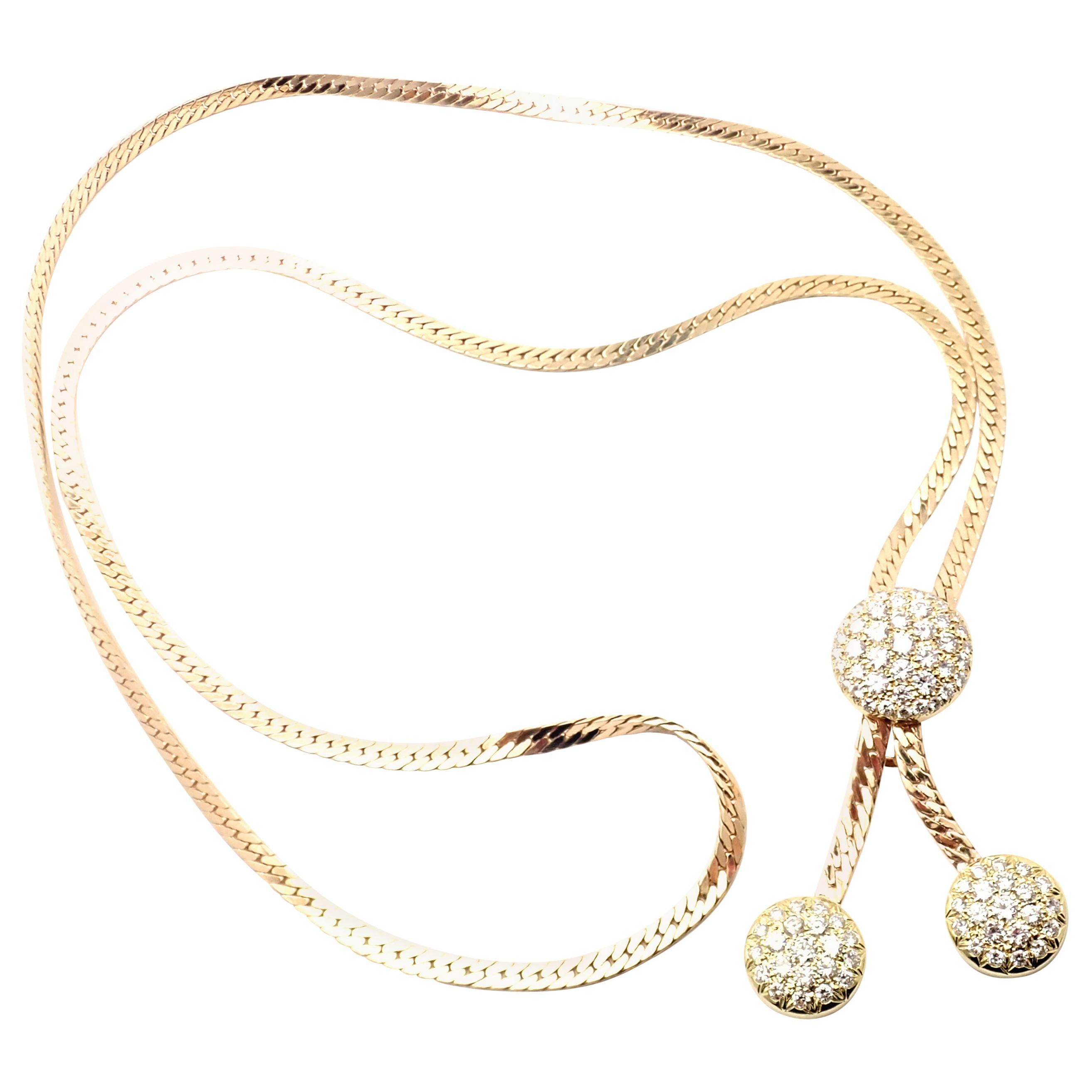 Van Cleef & Arpels Diamond Lariat Yellow Gold Long Link Necklace