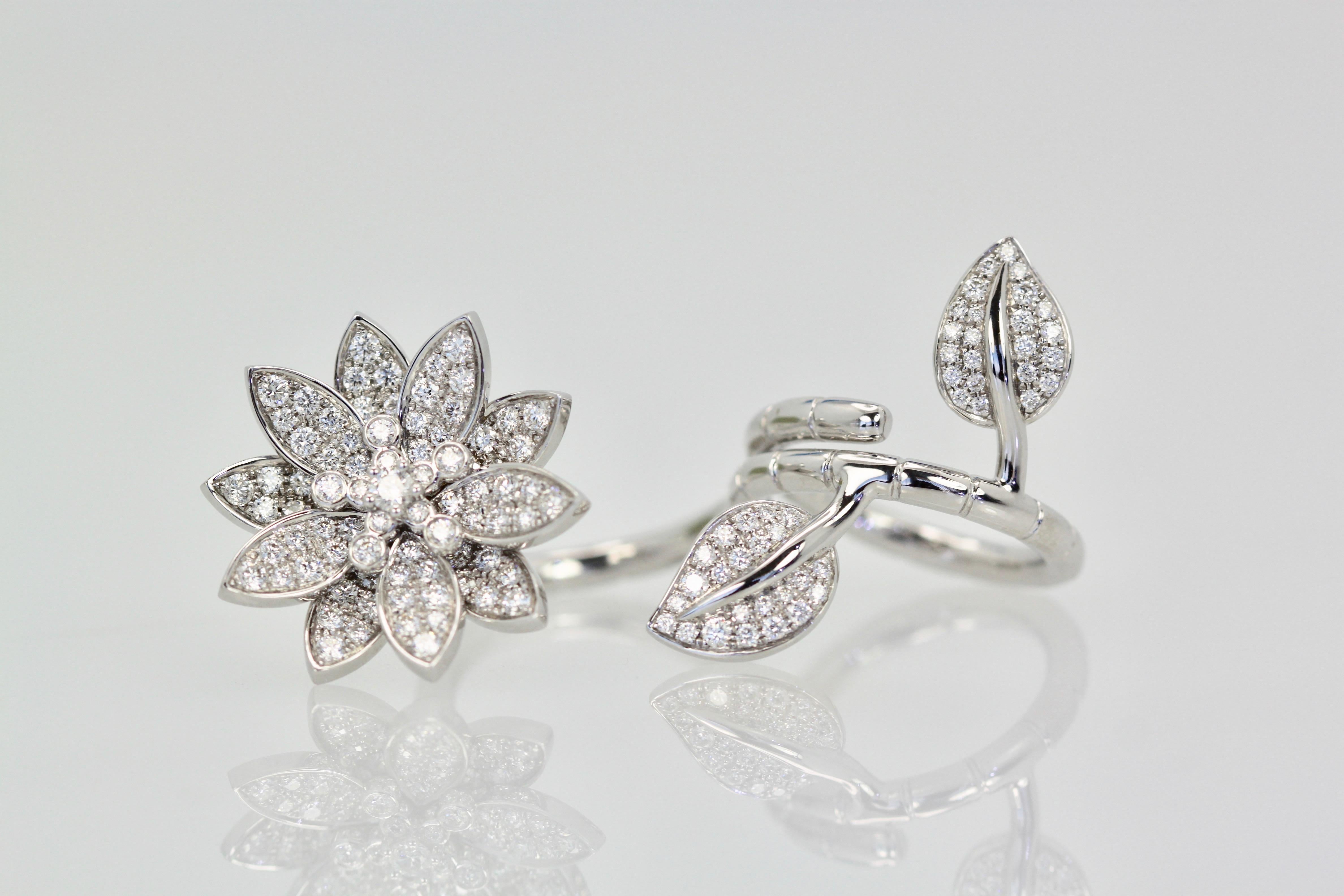 Round Cut Van Cleef & Arpels Diamond Lotus Ring