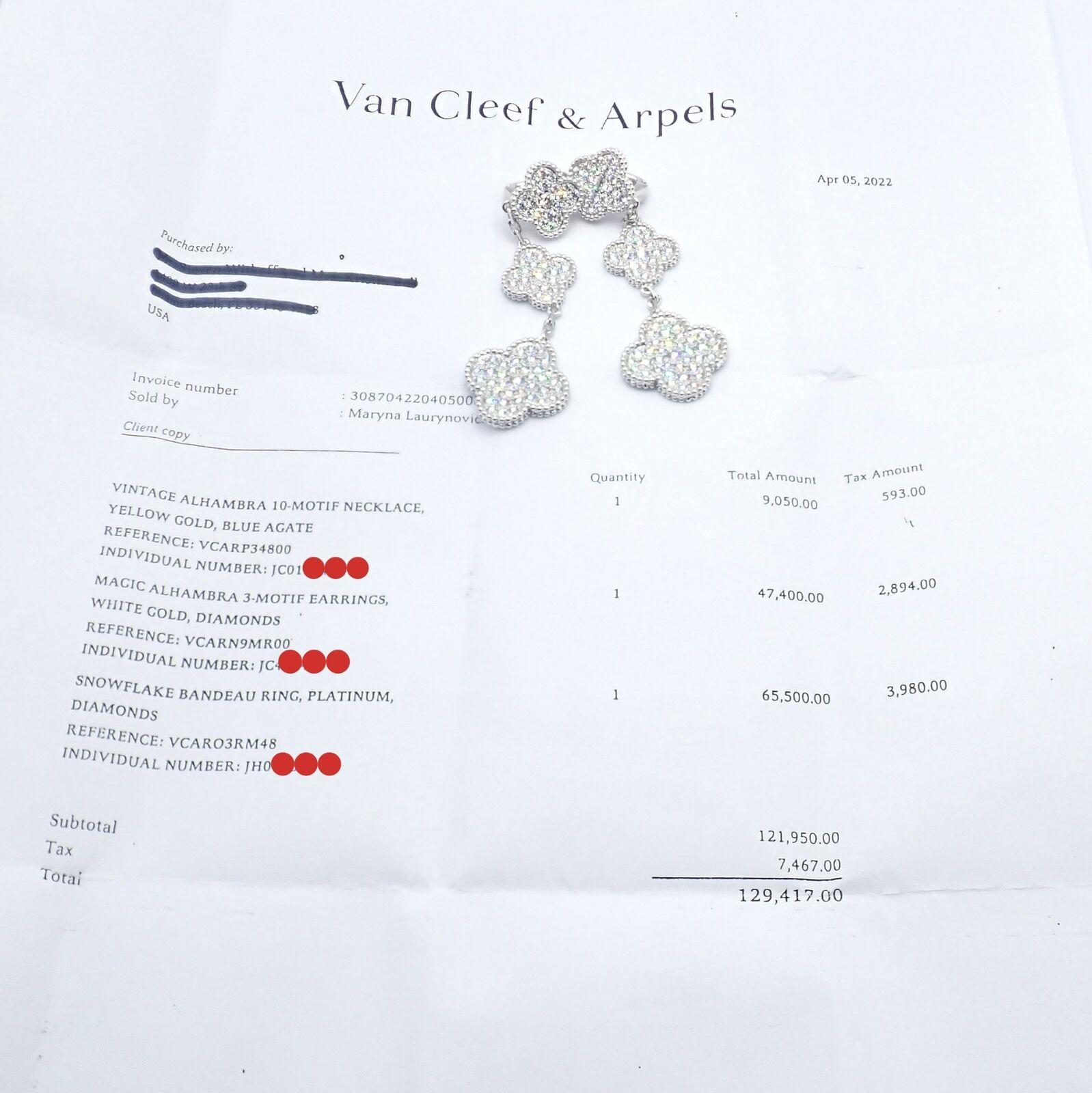 Van Cleef & Arpels Diamond Magic Alhambra 3 Motifs White Gold Long Earrings For Sale 3