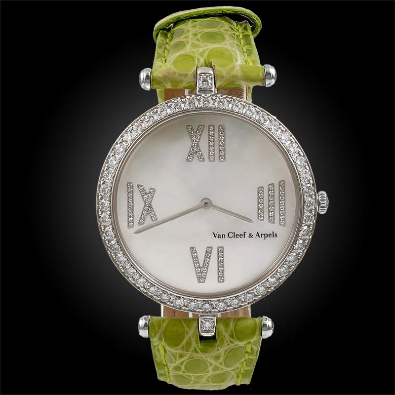 Women's Van Cleef & Arpels Diamond, Mother of Pearl Dial Watch