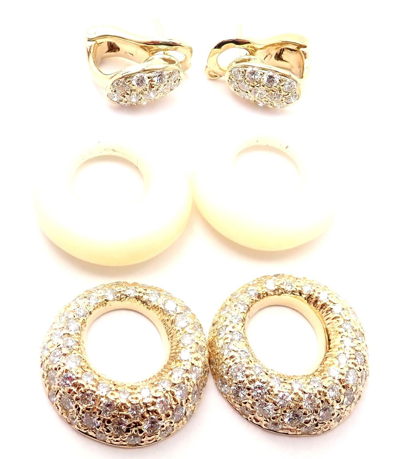 Women's or Men's Van Cleef & Arpels Diamond Mother of Pearl Door Knocker Yellow Gold Earrings For Sale