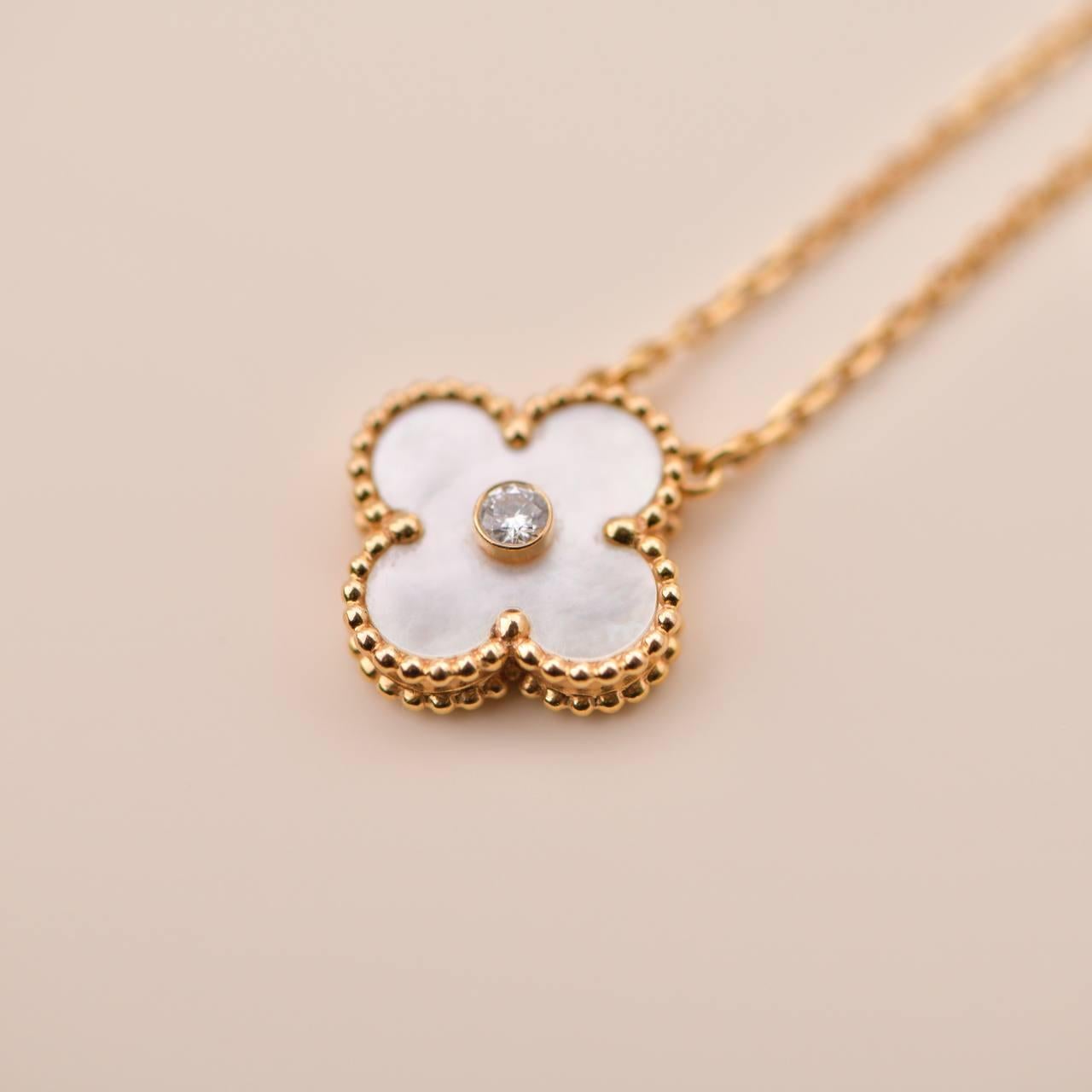 Van Cleef & Arpels Diamant-Perlmutt-Halskette Alhambra in limitierter Auflage (Brillantschliff)