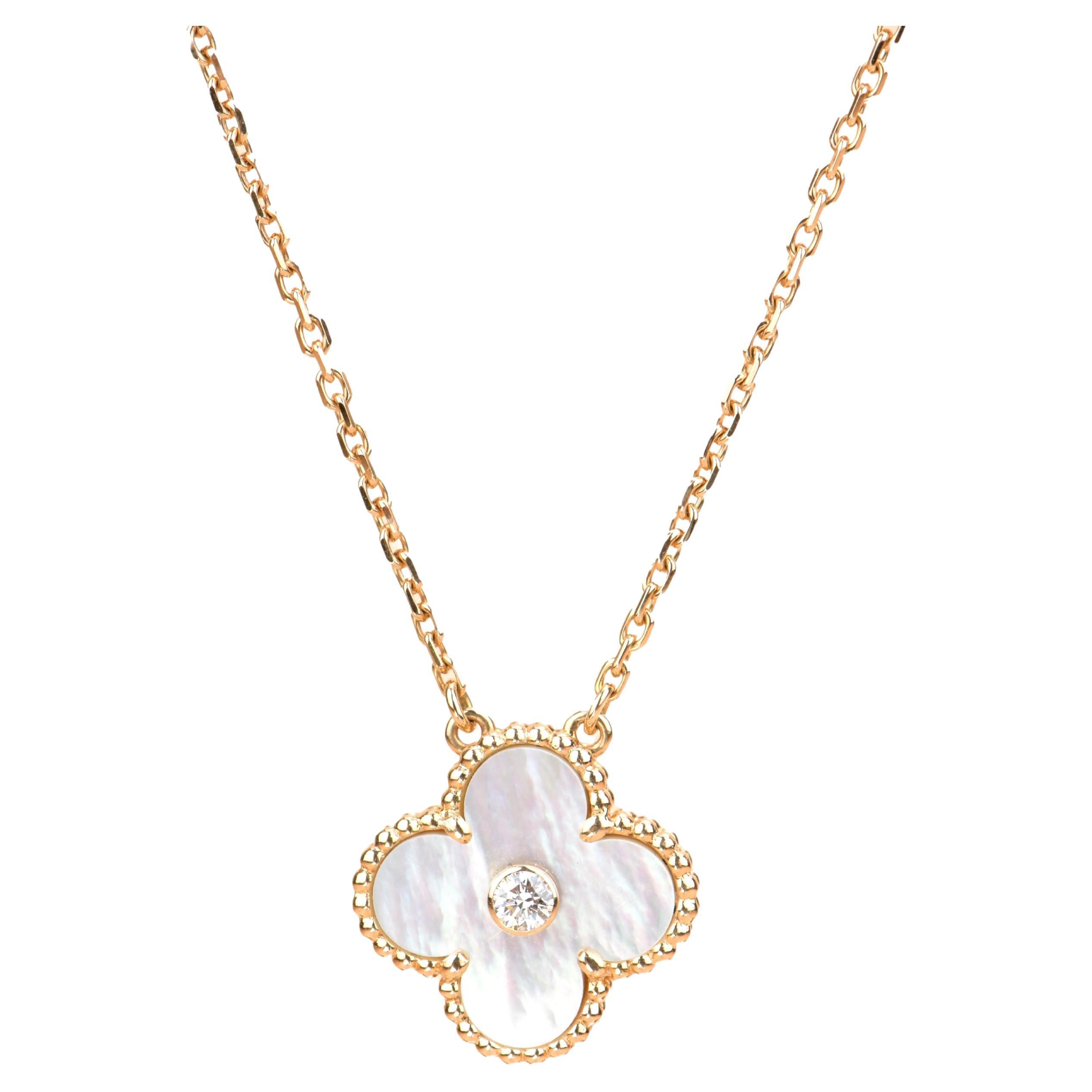 Van Cleef & Arpels Diamond Mother of Pearl Limited Edition Alhambra Necklace