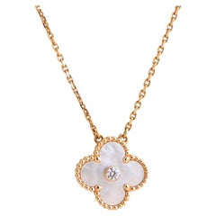 Van Cleef & Arpels Diamond Mother of Pearl Limited Edition Alhambra Necklace