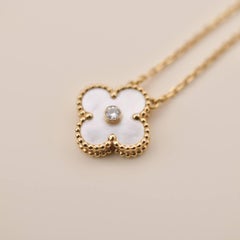 Van Cleef & Arpels Diamond Mother of Pearl Limited Edition Alhambra Pendant Neck