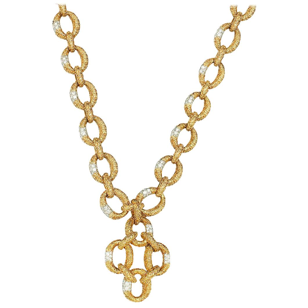 Van Cleef & Arpels Diamond Yellow Gold Necklace-Bracelet For Sale