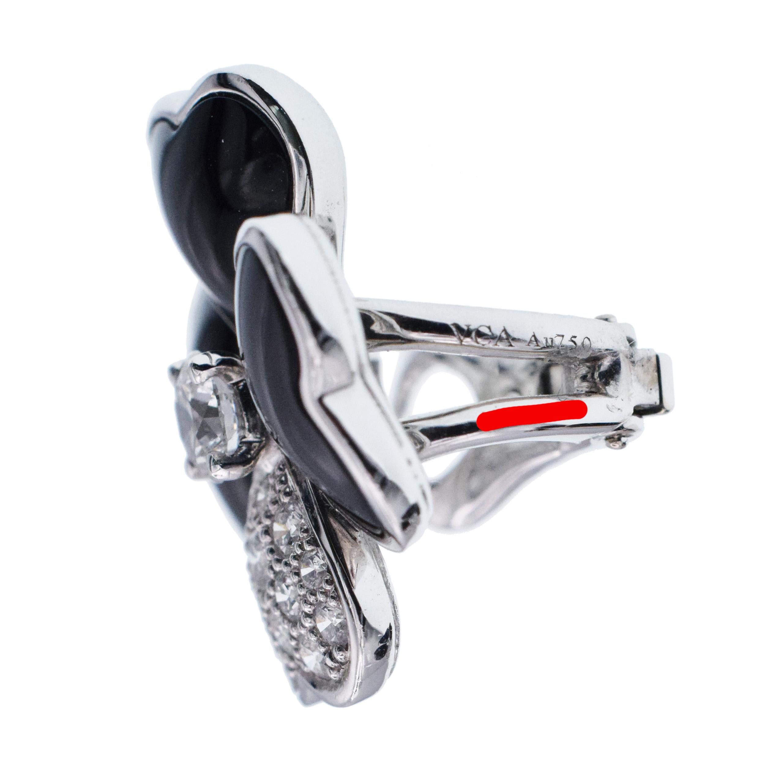 Van Cleef & Arpels Diamond, Onyx, and White Gold 'Cosmos' Clip Earrings For Sale 5