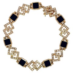 Van Cleef & Arpels Diamond Onyx Bracelet 18K Yellow Gold French