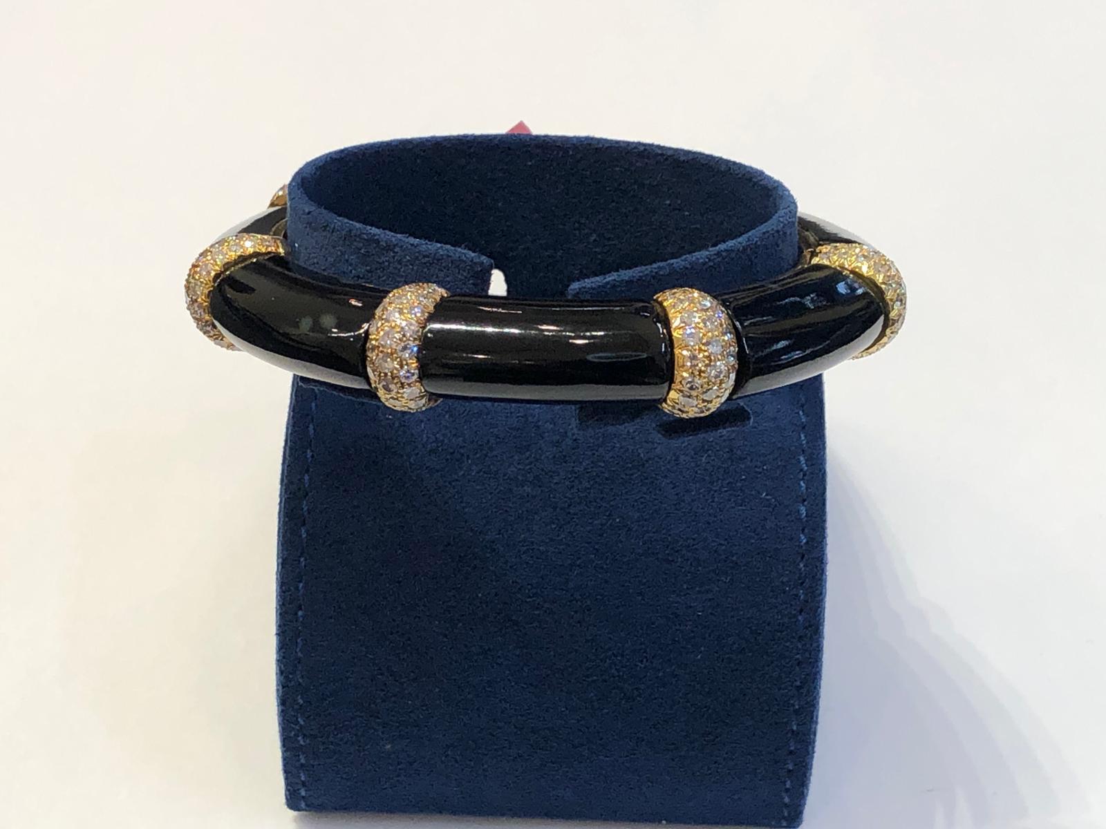 Van Cleef & Arpels Diamant-Onyx-Armband im Zustand „Gut“ im Angebot in New York, NY