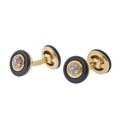 Van Cleef & Arpels Diamond Onyx Gold Classic Cufflinks