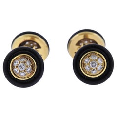 Van Cleef & Arpels Diamond Onyx Gold Classic Cufflinks