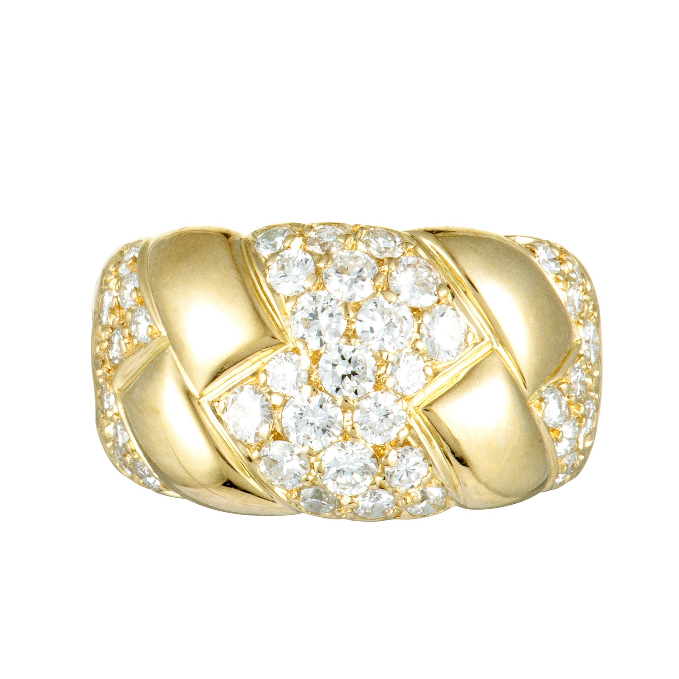 Van Cleef & Arpels Diamond Pavé 18 Karat Yellow Gold Band Ring In Excellent Condition In Southampton, PA