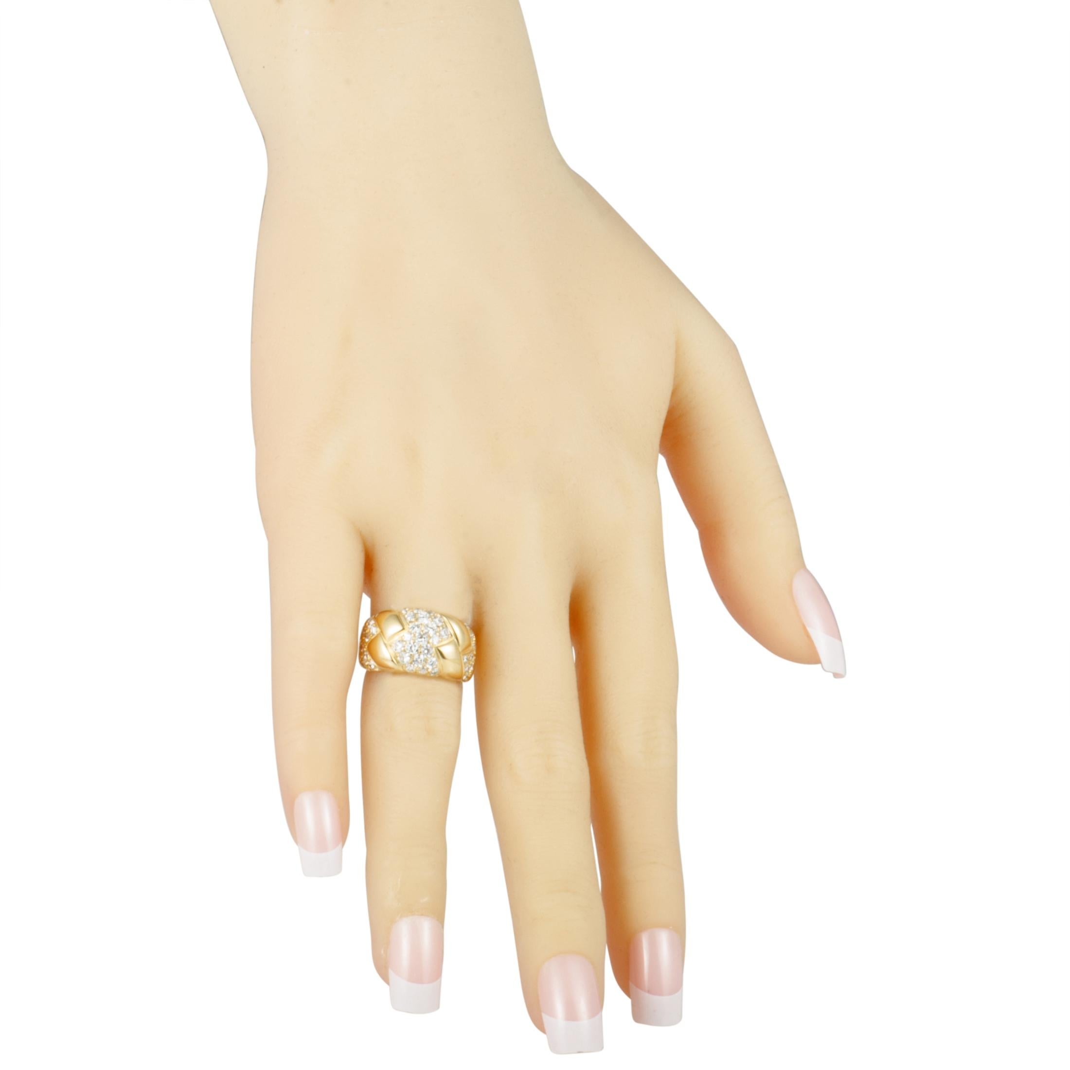 Women's Van Cleef & Arpels Diamond Pavé 18 Karat Yellow Gold Band Ring