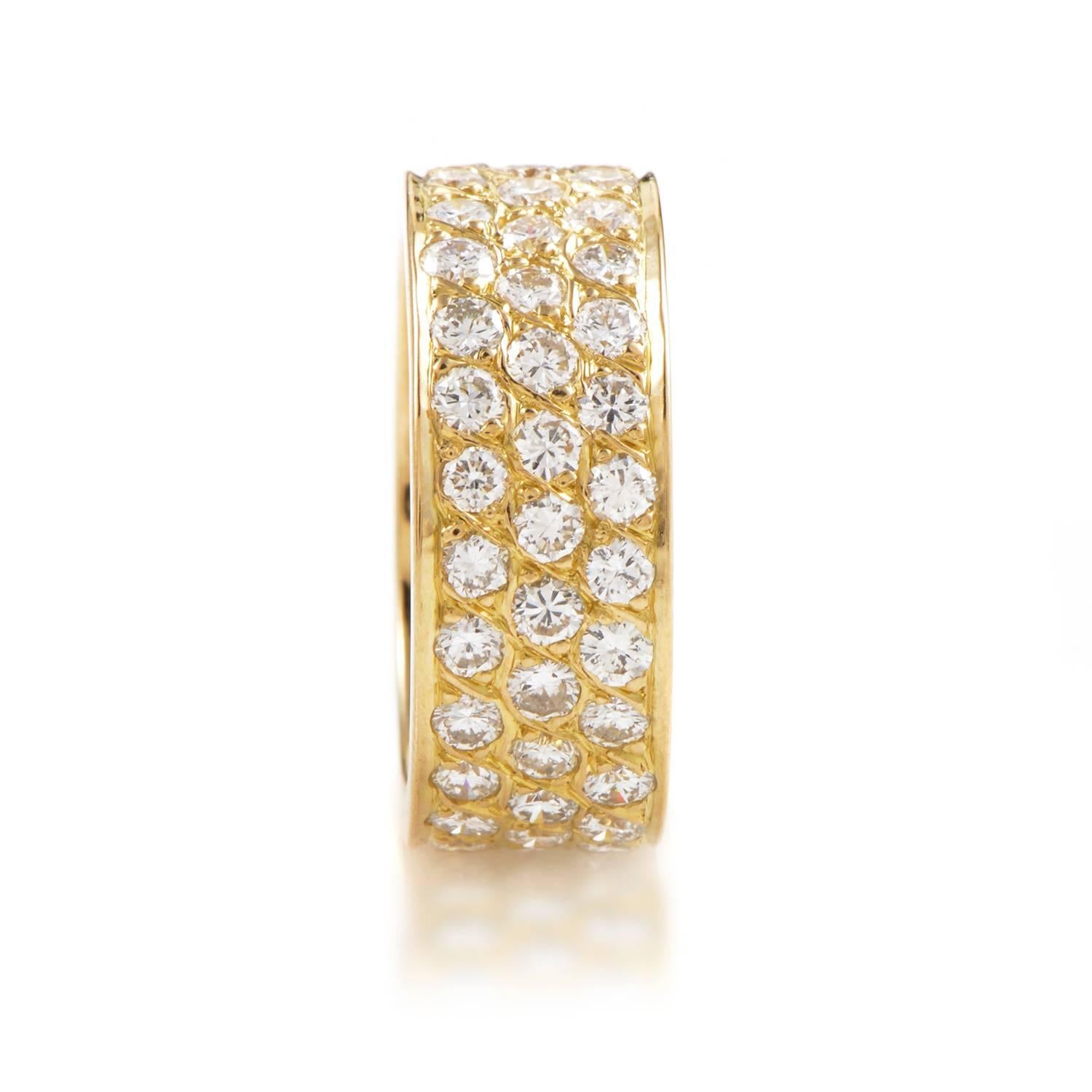 Van Cleef & Arpels Diamond Pave 18 Karat Yellow Gold Eternity Band Ring In Excellent Condition In Southampton, PA