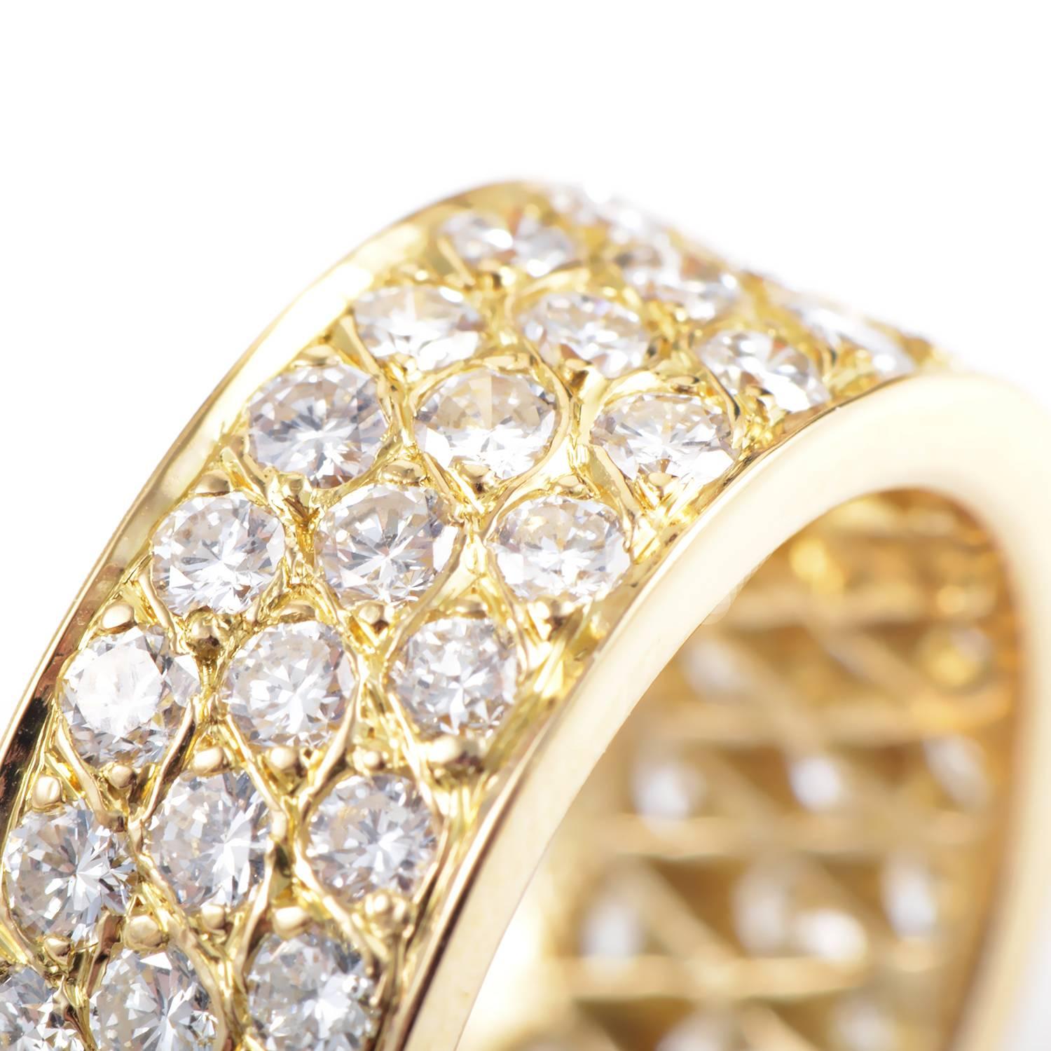 Women's Van Cleef & Arpels Diamond Pave 18 Karat Yellow Gold Eternity Band Ring