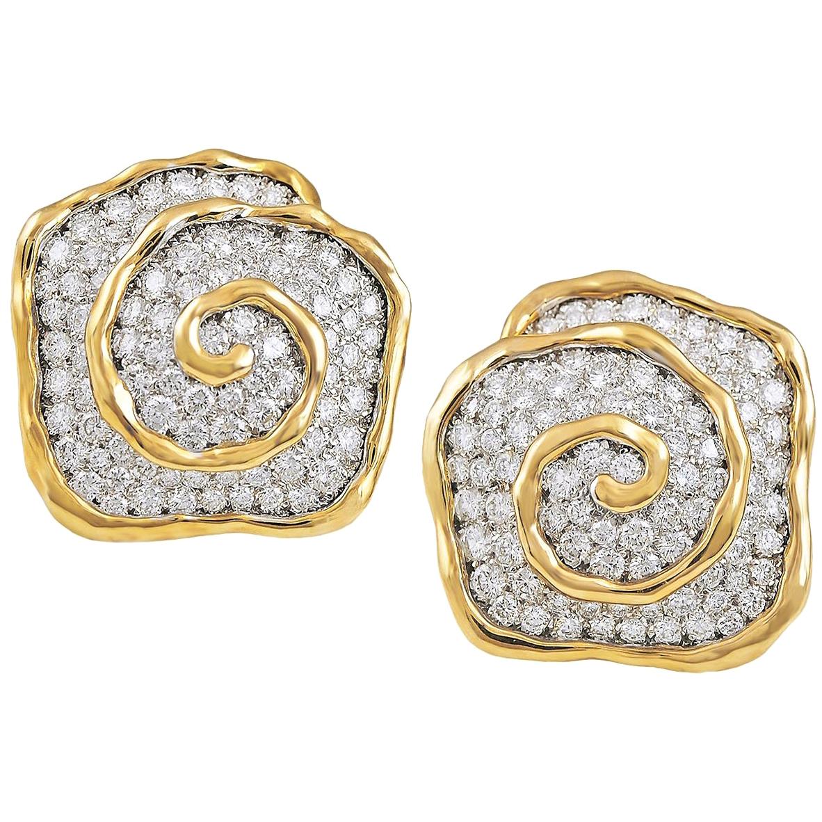 Van Cleef & Arpels  Boucles d'oreilles abstraites pavées de diamants de la collection vintage