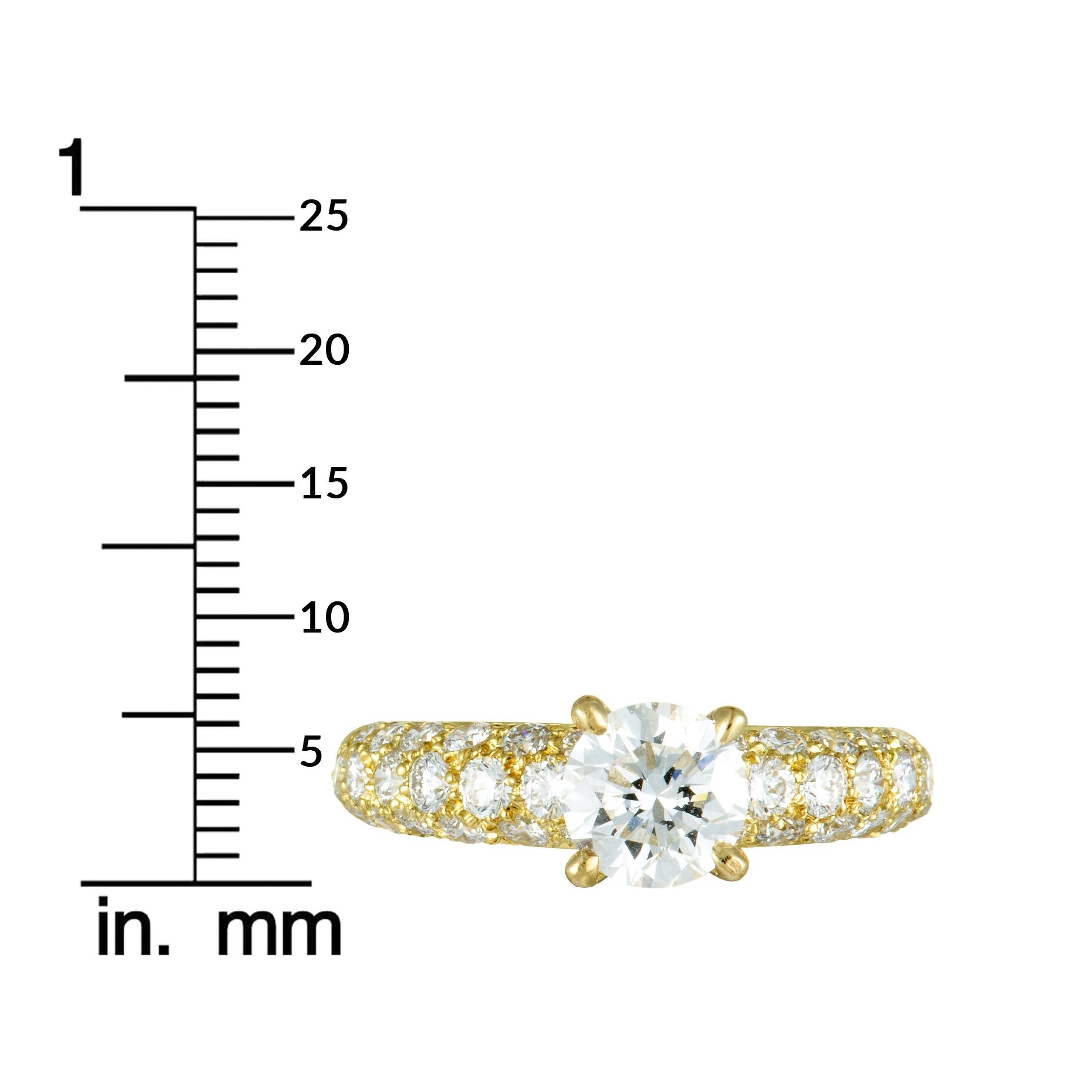 Van Cleef & Arpels Diamond Pave and Diamond Solitaire Yellow Gold Ring 2