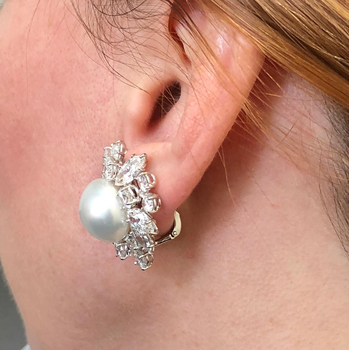 Women's Van Cleef & Arpels Pearl Diamond Cluster Earrings