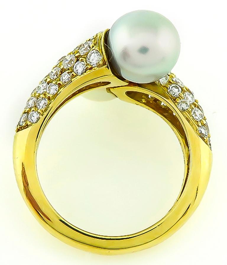 Van Cleef & Arpels Diamond Pearl Ring In Excellent Condition In New York, NY