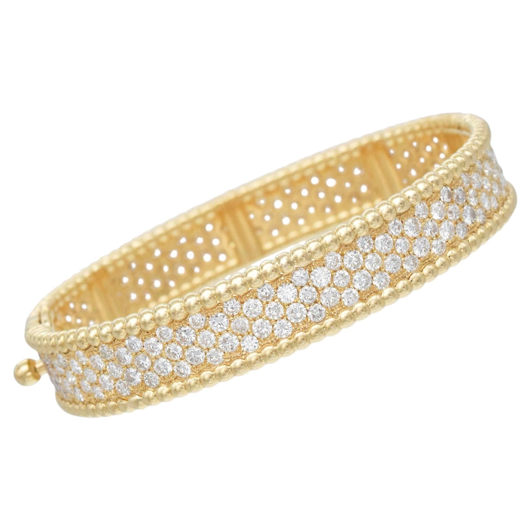 Van Cleef & Arpels Diamond "Perlee" Bracelet In 18k Yellow Gold.