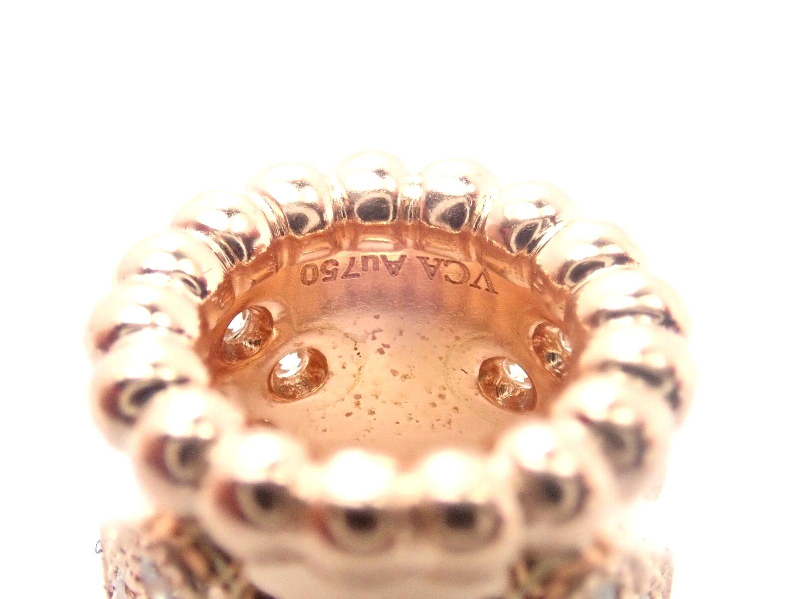 Van Cleef & Arpels Diamond Perlee Clover 2 Pendants Chain Rose Gold Necklace For Sale 2