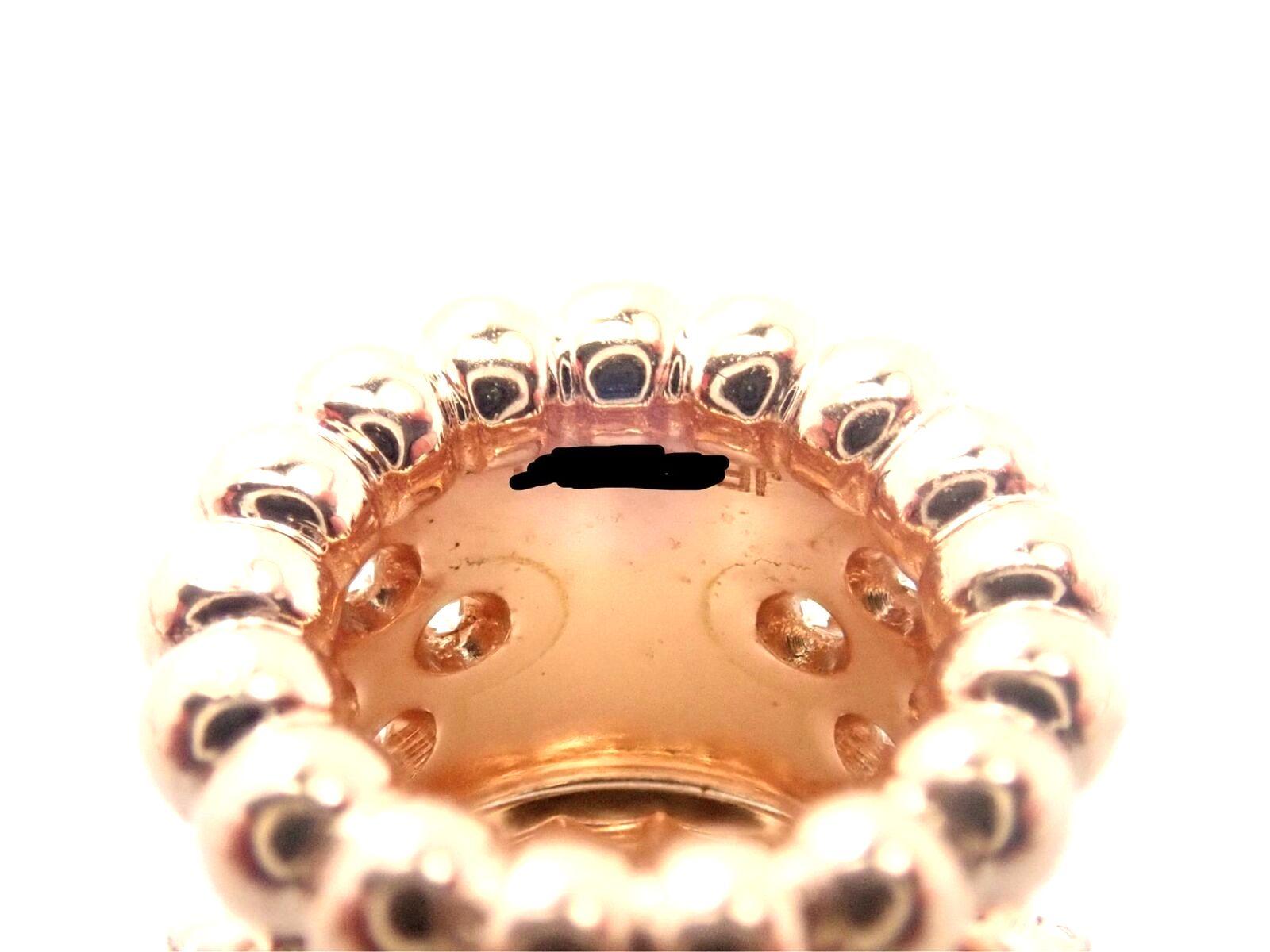 Van Cleef & Arpels Diamond Perlee Clover 2 Pendants Chain Rose Gold Necklace For Sale 4