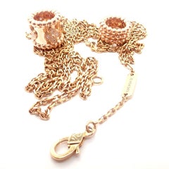 Van Cleef & Arpels Collier à 2 pendentifs en forme de trèfle à perles en or rose et diamants