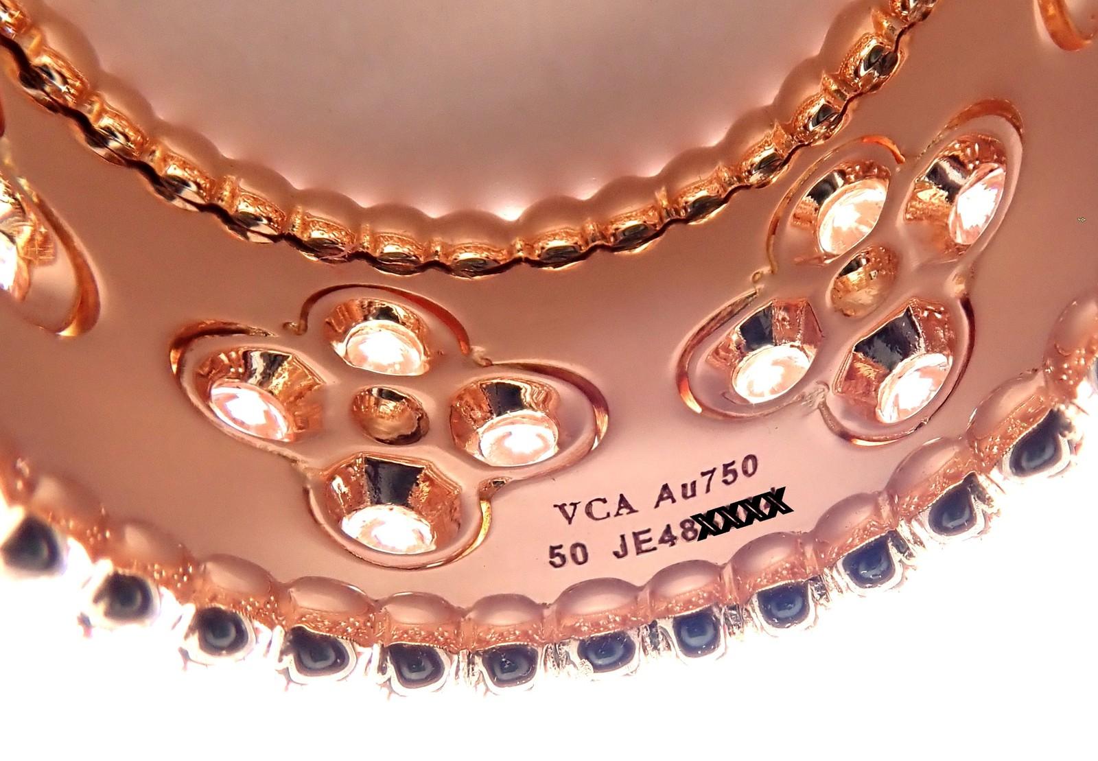 Van Cleef & Arpels Diamond Perlee Clovers Rose Gold Band Ring im Zustand „Hervorragend“ im Angebot in Southampton, PA