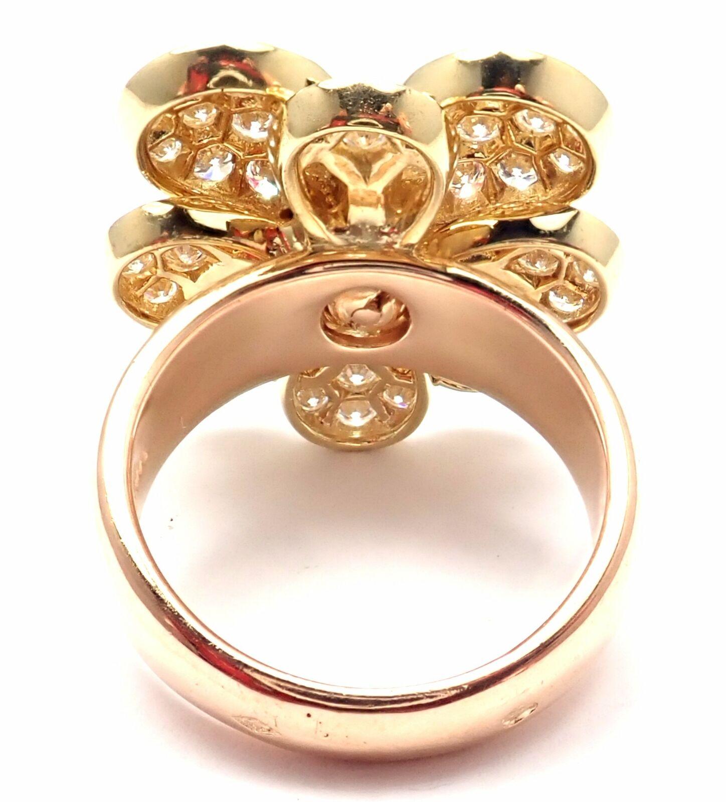 Brilliant Cut Van Cleef & Arpels Diamond Pink Sapphire Flower Rose Gold Ring For Sale